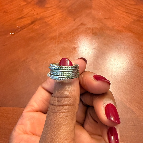 David Yurman Silver and Gold Cable Ring - Picture 7 of 8